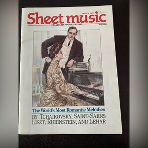 Sheet Music Magazine - March 1987 Piano/Guitar - The World’s Romantic Melodies